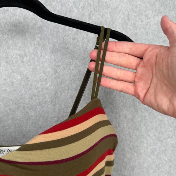One Step Up VTG Bra Tank Top Size L Striped Crop 90s Y2K Adjustable Casual - Picture 2 of 8